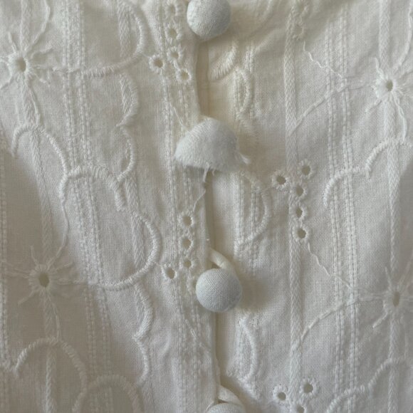 Madewell Embroidered Eyelet Button-Front Tiered Mini Dress, Lighthouse, M, MC958 - Picture 4 of 9